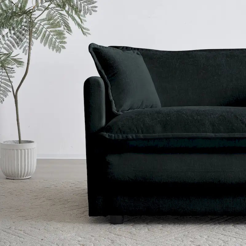 Black 3-Piece Chenille Sofa Set with Loveseat and 2 Single Sofas