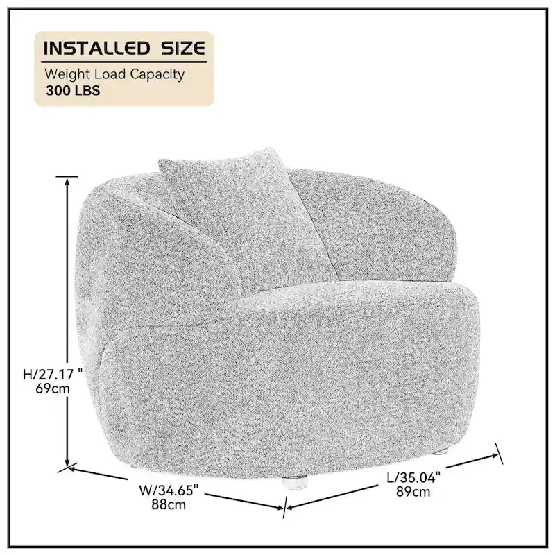 Brown Modern 34.6 Swivel Barrel Chair with Solid Wood Frame