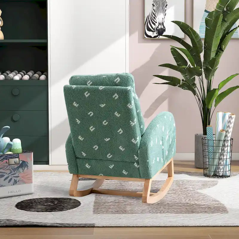 26.8 Upholstered High Back Rocking Chair with Side Pocket