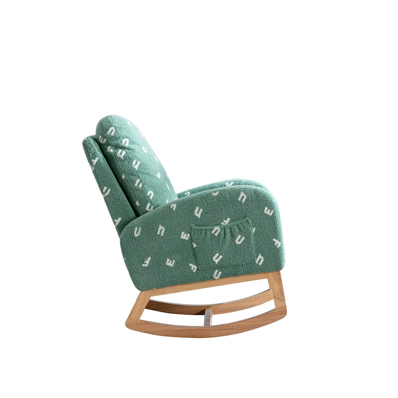 26.8 Upholstered High Back Rocking Chair with Side Pocket