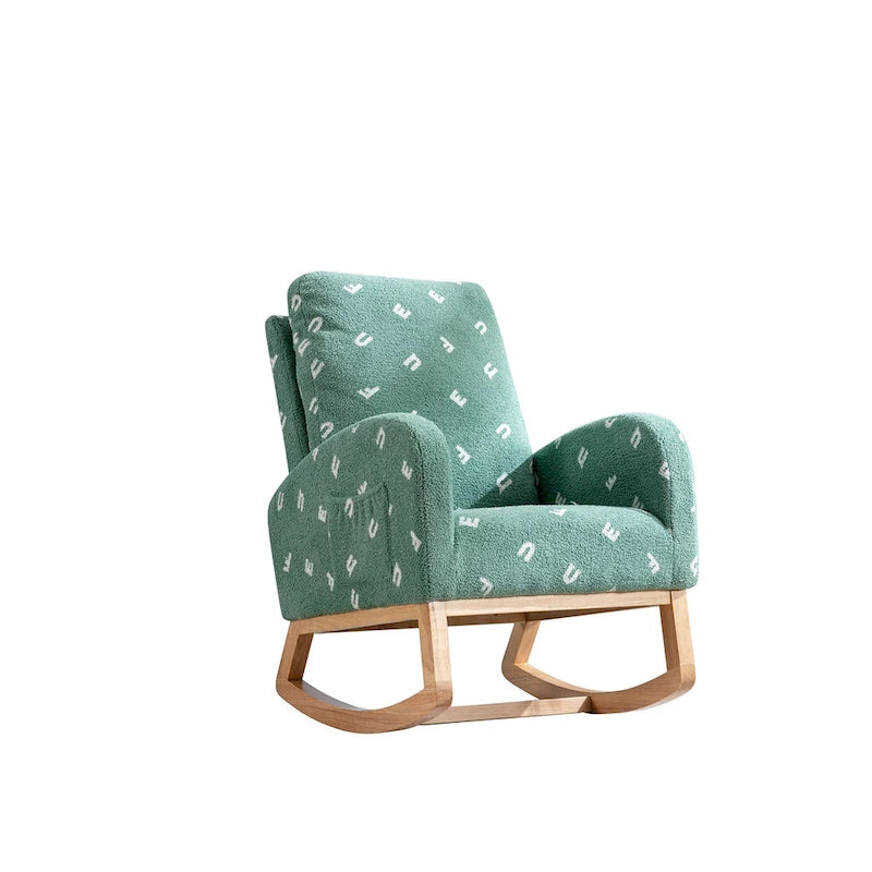 26.8 Upholstered High Back Rocking Chair with Side Pocket