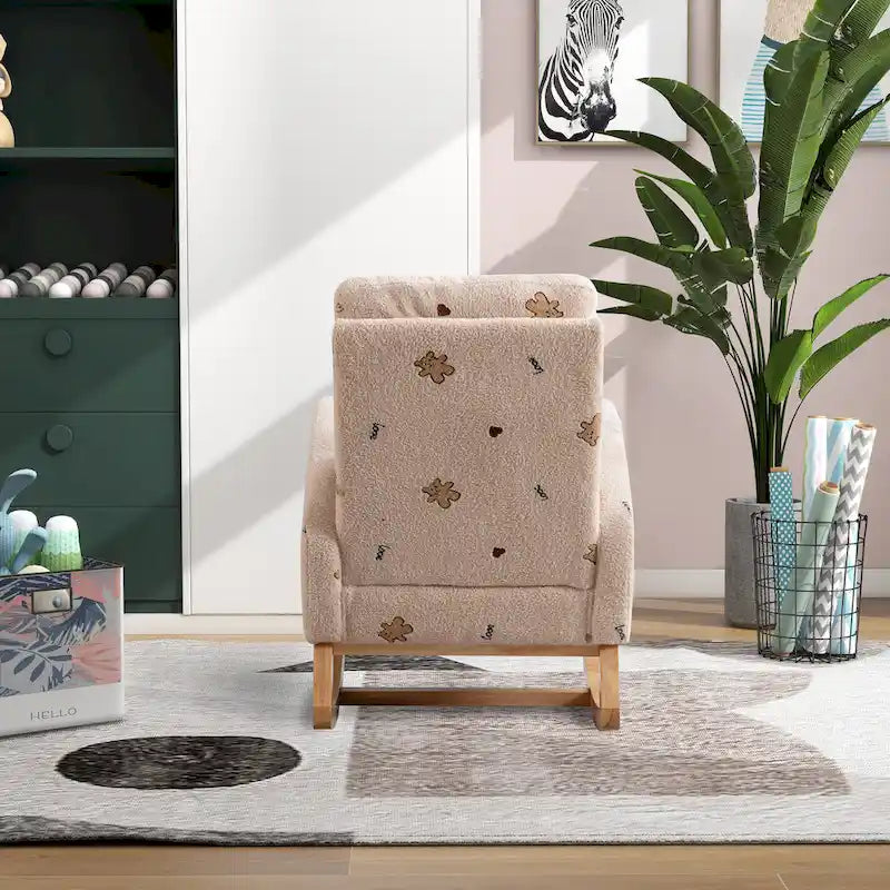 26.8 Upholstered High Back Rocking Chair with Side Pocket