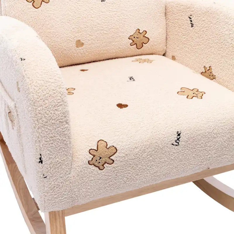 26.8 Upholstered High Back Rocking Chair with Side Pocket