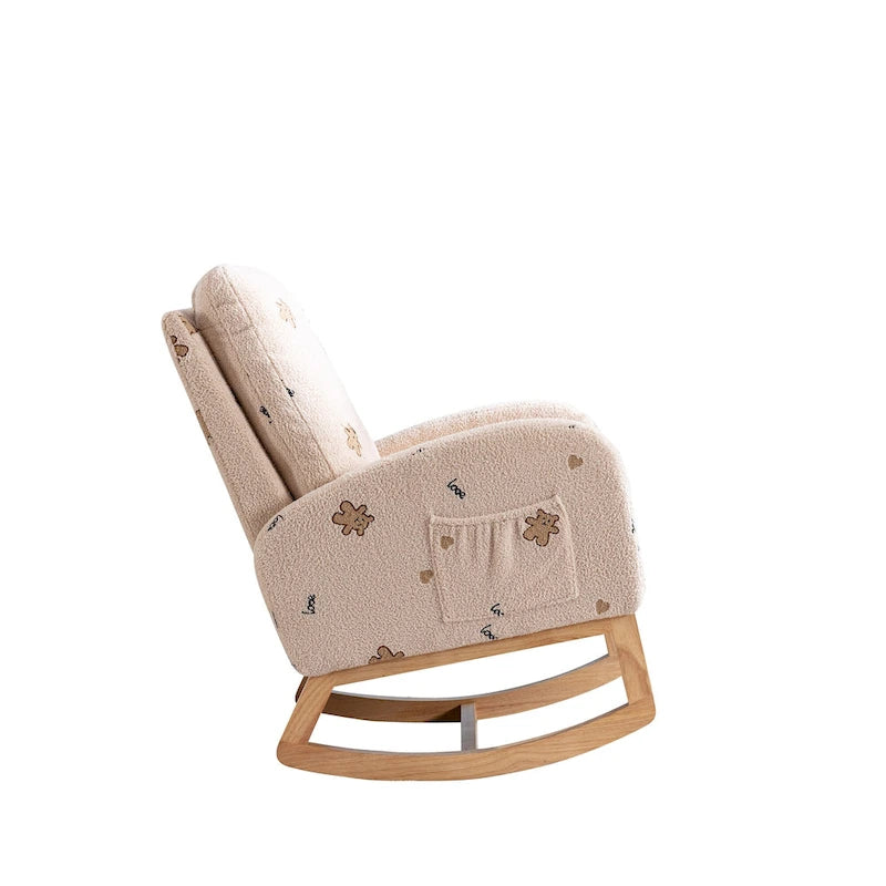 26.8 Upholstered High Back Rocking Chair with Side Pocket