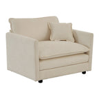 Beige Chenille Single Sofa with Ottoman and Double Cushion Seat