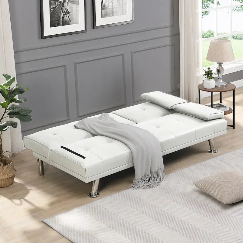 66.1 PVC Loveseat Sofa Bed with Wood Frame and Stainless Legs