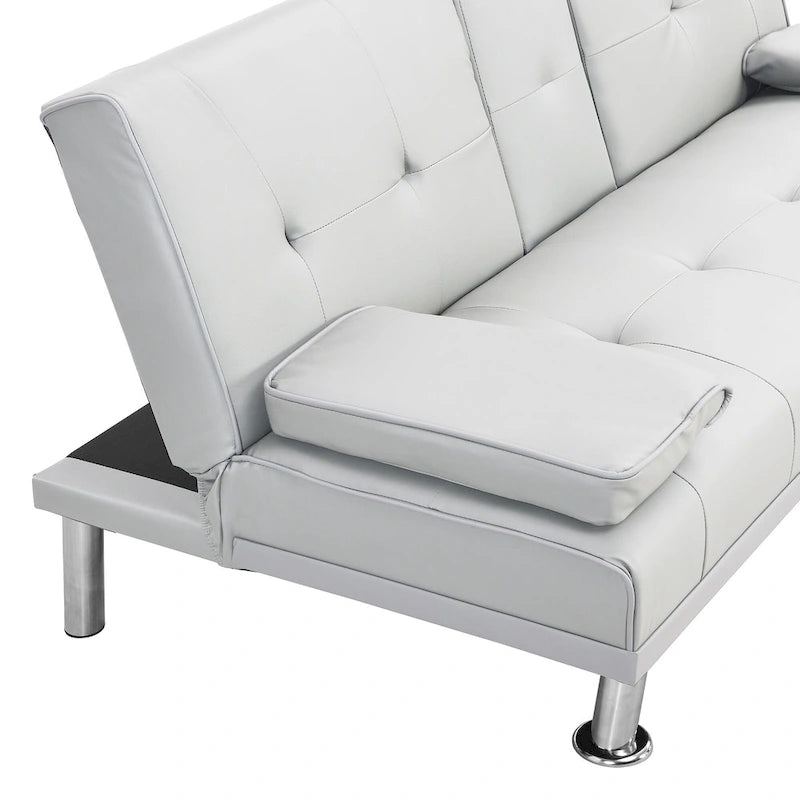 66.1 PVC Loveseat Sofa Bed with Wood Frame and Stainless Legs