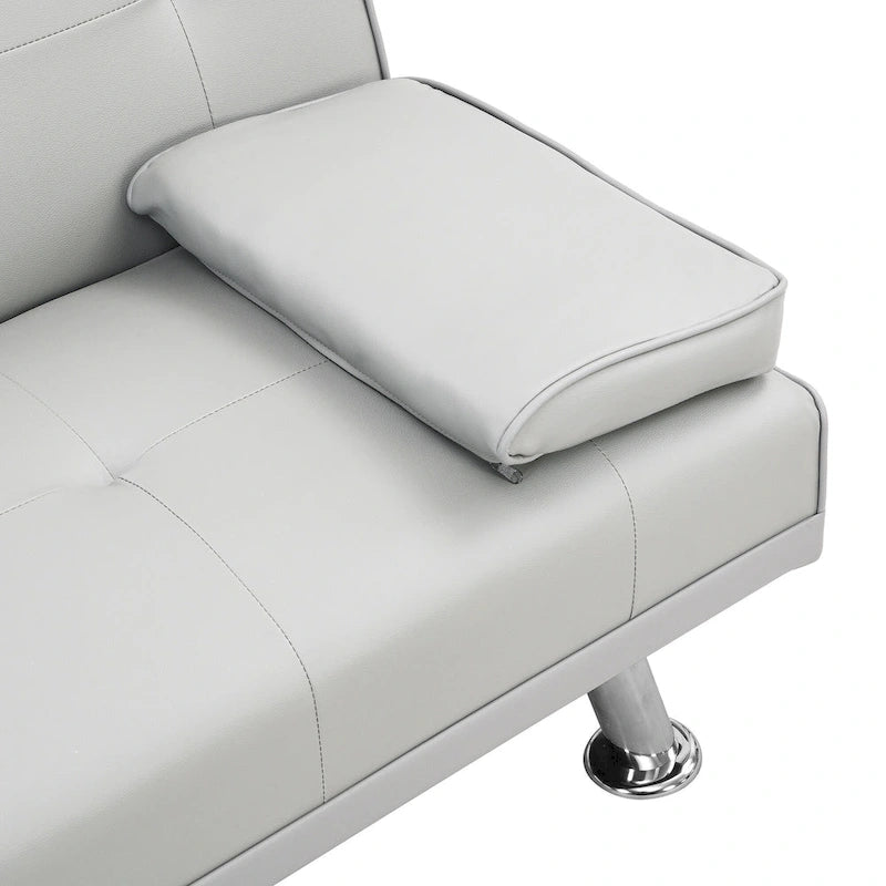 66.1 PVC Loveseat Sofa Bed with Wood Frame and Stainless Legs