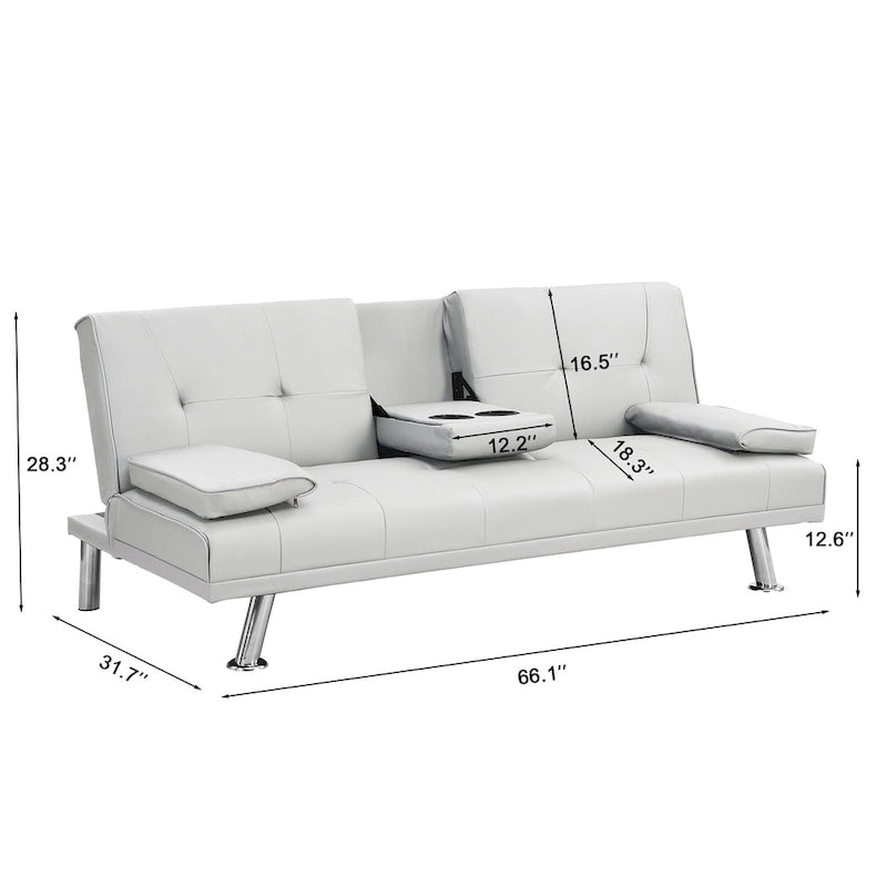 66.1 PVC Loveseat Sofa Bed with Wood Frame and Stainless Legs