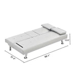 66.1 PVC Loveseat Sofa Bed with Wood Frame and Stainless Legs