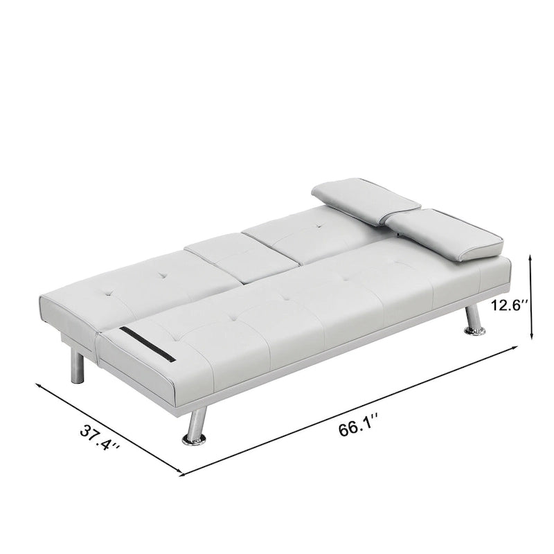 66.1 PVC Loveseat Sofa Bed with Wood Frame and Stainless Legs