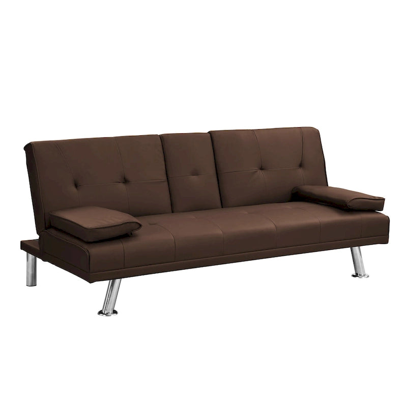 66.1 PVC Loveseat Sofa Bed with Wood Frame and Stainless Legs