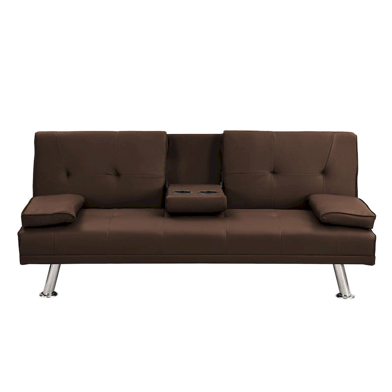 66.1 PVC Loveseat Sofa Bed with Wood Frame and Stainless Legs