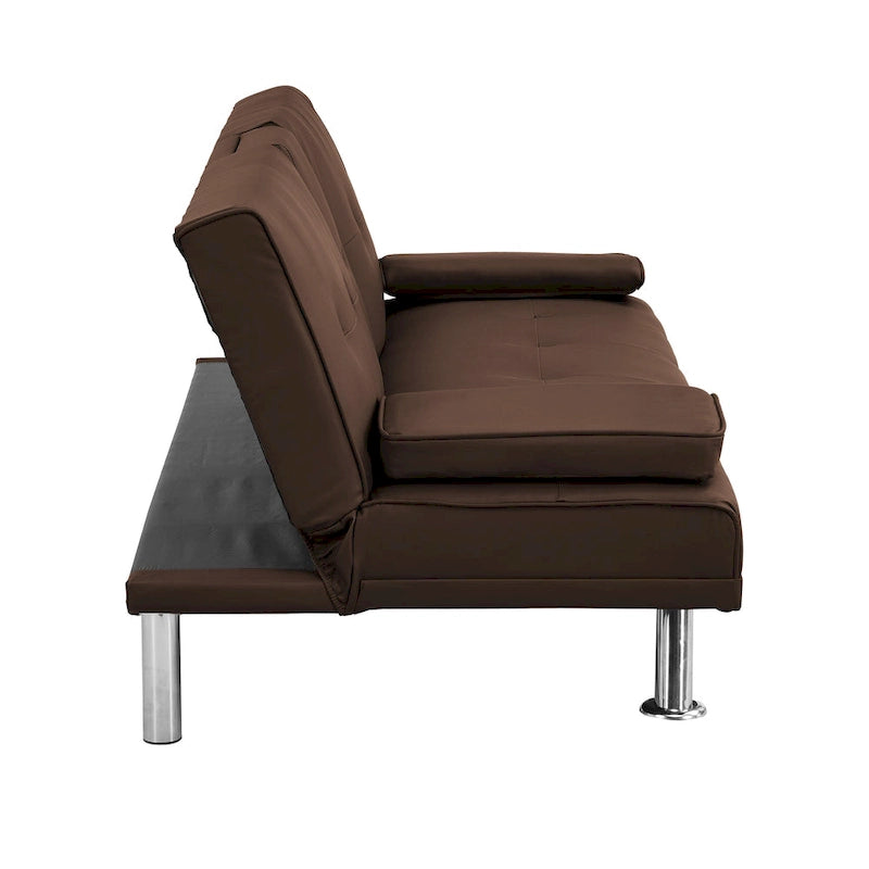 66.1 PVC Loveseat Sofa Bed with Wood Frame and Stainless Legs
