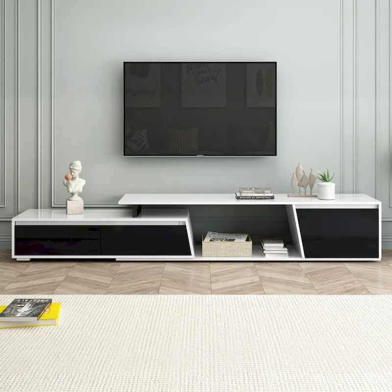 White Modern Extendable TV Stand for 100 TVs