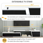 White Modern Extendable TV Stand for 100 TVs