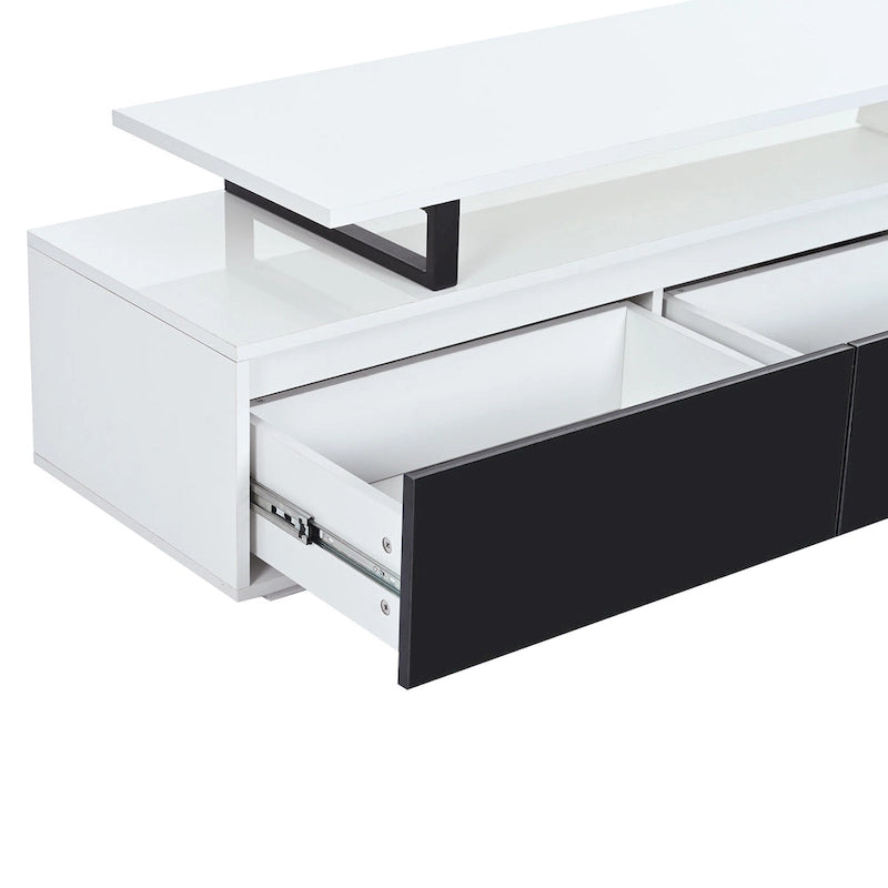 White Modern Extendable TV Stand for 100 TVs