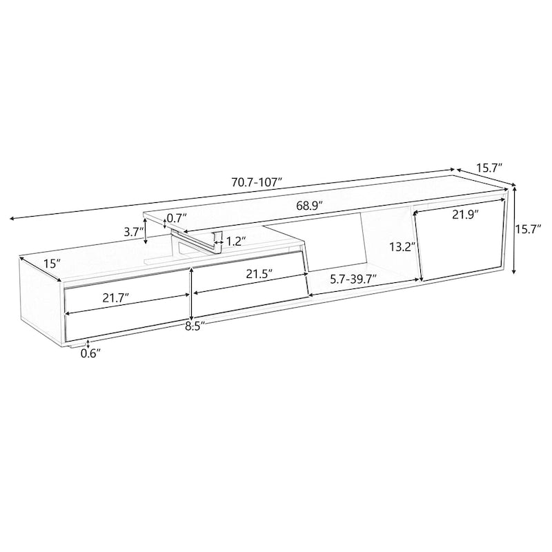 White Modern Extendable TV Stand for 100 TVs