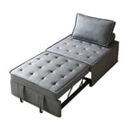 39 Faux Leather Single Ottoman Pull-Out Sofa Bed with Adjustable Backrest