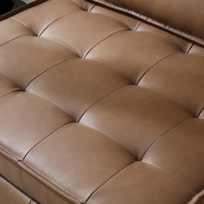 39 Faux Leather Single Ottoman Pull-Out Sofa Bed with Adjustable Backrest