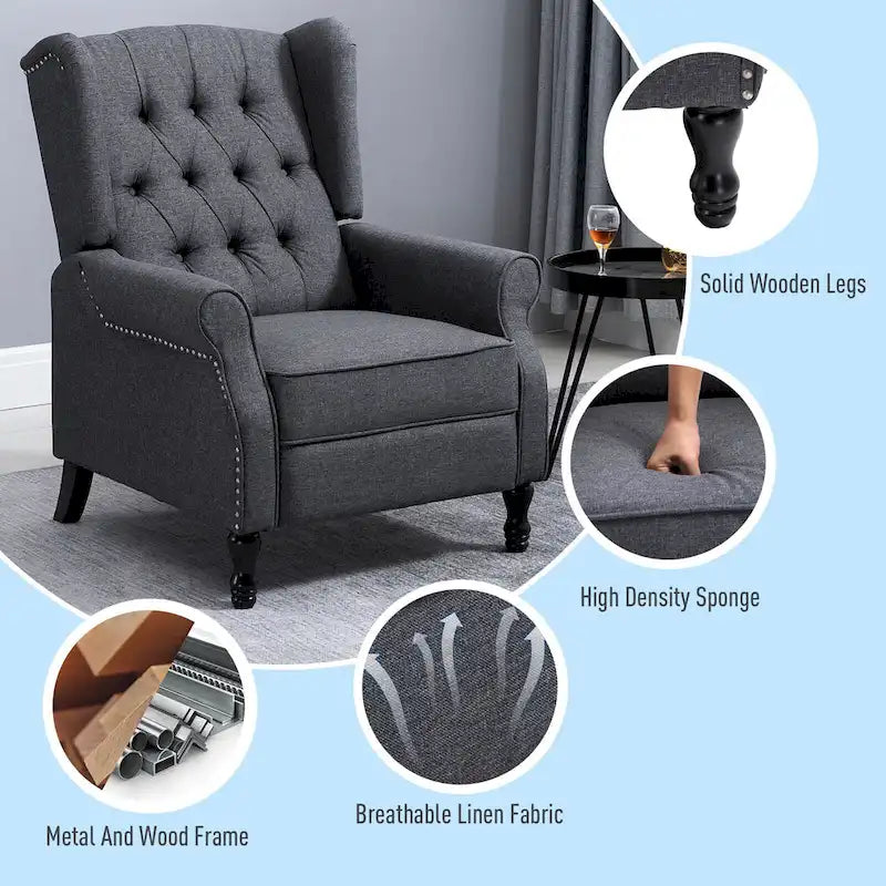 Grey Modern 26 Tufted Recliner Chair
