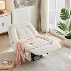 Corduroy Swivel Glider Recliner, Footrest for Living Room