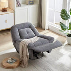 Corduroy Swivel Glider Recliner, Footrest for Living Room
