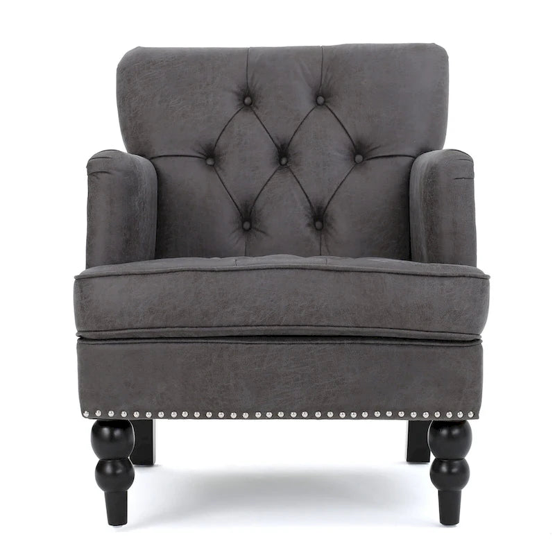 Slate 28 Button Tufted Club Chair with Nailheads