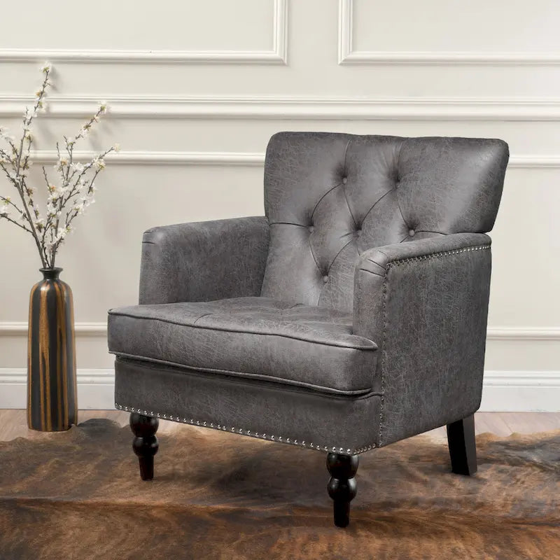 Slate 28 Button Tufted Club Chair with Nailheads