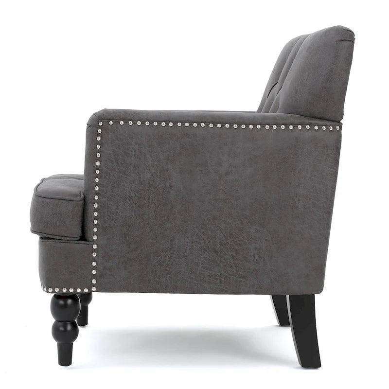 Slate 28 Button Tufted Club Chair with Nailheads