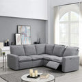 Grey Linen L-Shaped Sectional Sofa with Power Recliners & USB