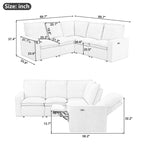 Grey Linen L-Shaped Sectional Sofa with Power Recliners & USB