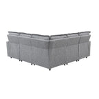 Grey Linen L-Shaped Sectional Sofa with Power Recliners & USB