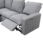 Grey Linen L-Shaped Sectional Sofa with Power Recliners & USB
