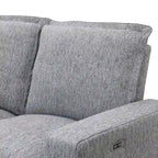 Grey Linen L-Shaped Sectional Sofa with Power Recliners & USB