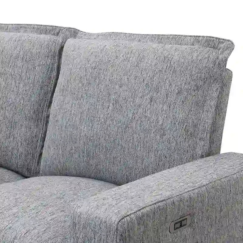 Grey Linen L-Shaped Sectional Sofa with Power Recliners & USB