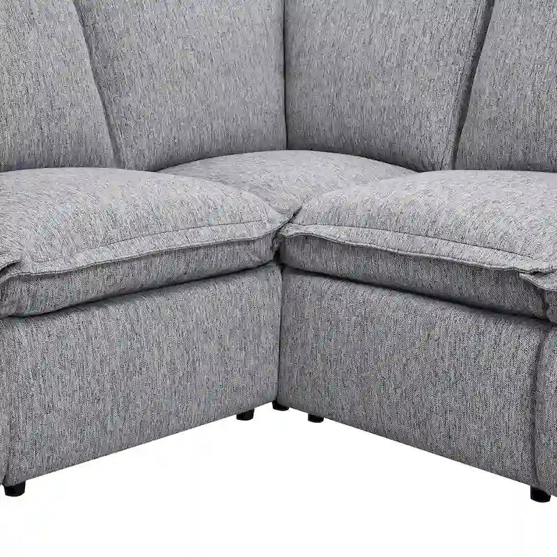 Grey Linen L-Shaped Sectional Sofa with Power Recliners & USB