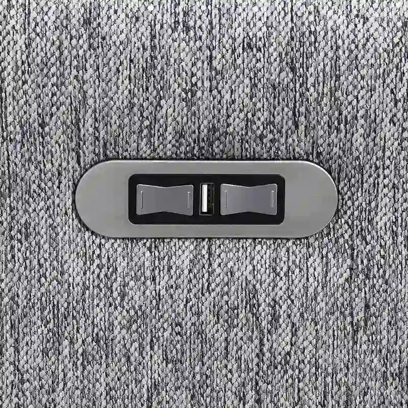 Grey Linen L-Shaped Sectional Sofa with Power Recliners & USB
