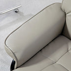 Recliner with Ottoman, Swivel Recliner Chair and Ottoman, Faux Leather Reclining Chair with High Back and Wood Frame