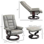 Recliner with Ottoman, Swivel Recliner Chair and Ottoman, Faux Leather Reclining Chair with High Back and Wood Frame
