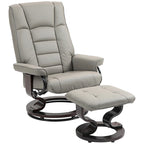Recliner with Ottoman, Swivel Recliner Chair and Ottoman, Faux Leather Reclining Chair with High Back and Wood Frame