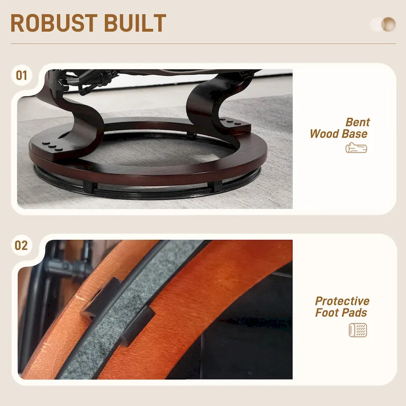 Recliner with Ottoman, Swivel Recliner Chair and Ottoman, Faux Leather Reclining Chair with High Back and Wood Frame