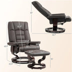 Recliner with Ottoman, Swivel Recliner Chair and Ottoman, Faux Leather Reclining Chair with High Back and Wood Frame