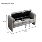 Modern Bed End Bench with Arms and Storage,Upholstered Foot Rest Stool