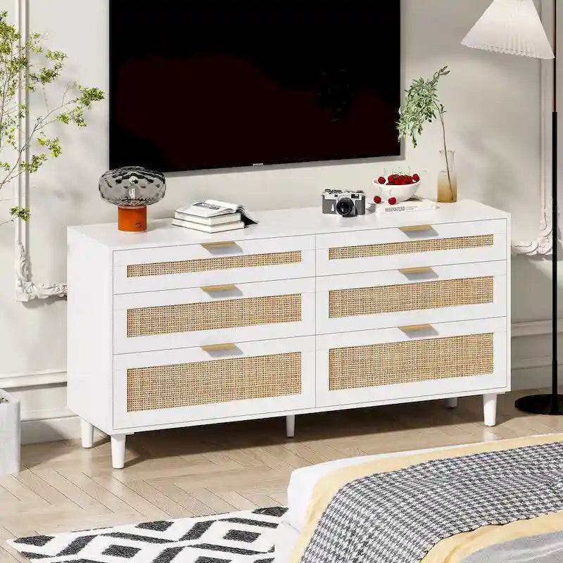 Bedroom Rattan Dresser with Drawers