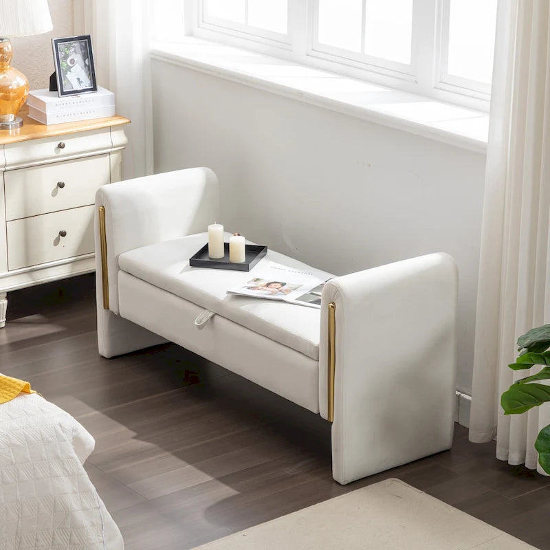 Velvet Fabric Storage Bench
