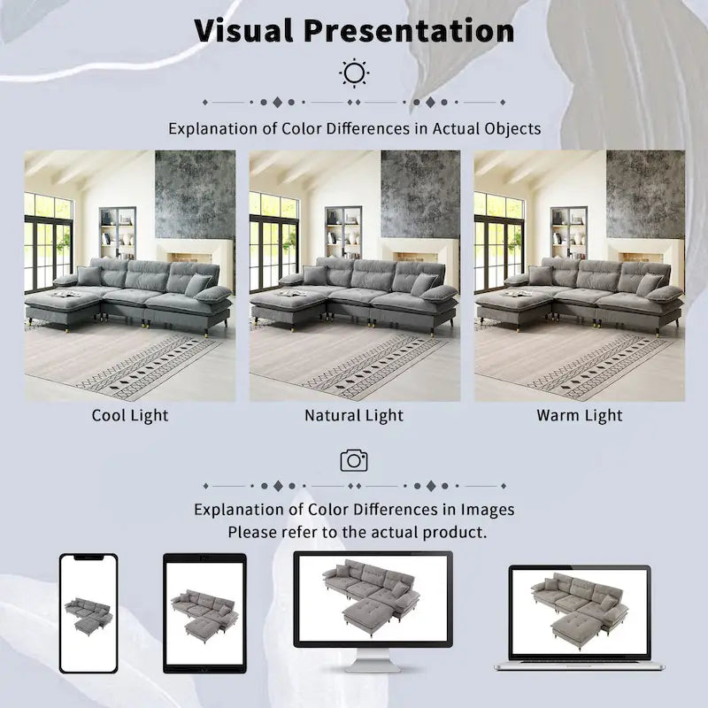 L shaped Convertible Sectional Sofa