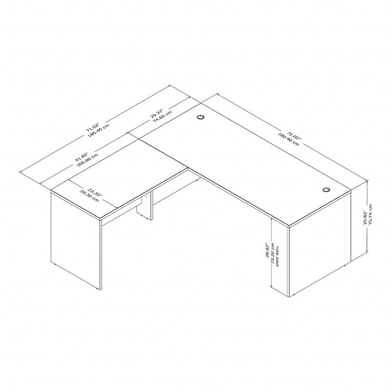 L-Shaped Desk - 72"W with 42"W Return