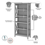Key West 60W L Desk with File Cabinet and Bookcase by Bush Furniture