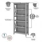 Key West 60W L Desk with File Cabinet and Bookcase by Bush Furniture